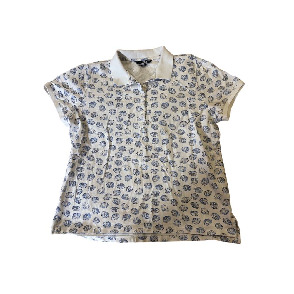 Lands’ End Printed Polo Shirt – Seashell Pattern – Women’s Large - Picture 2 of 4